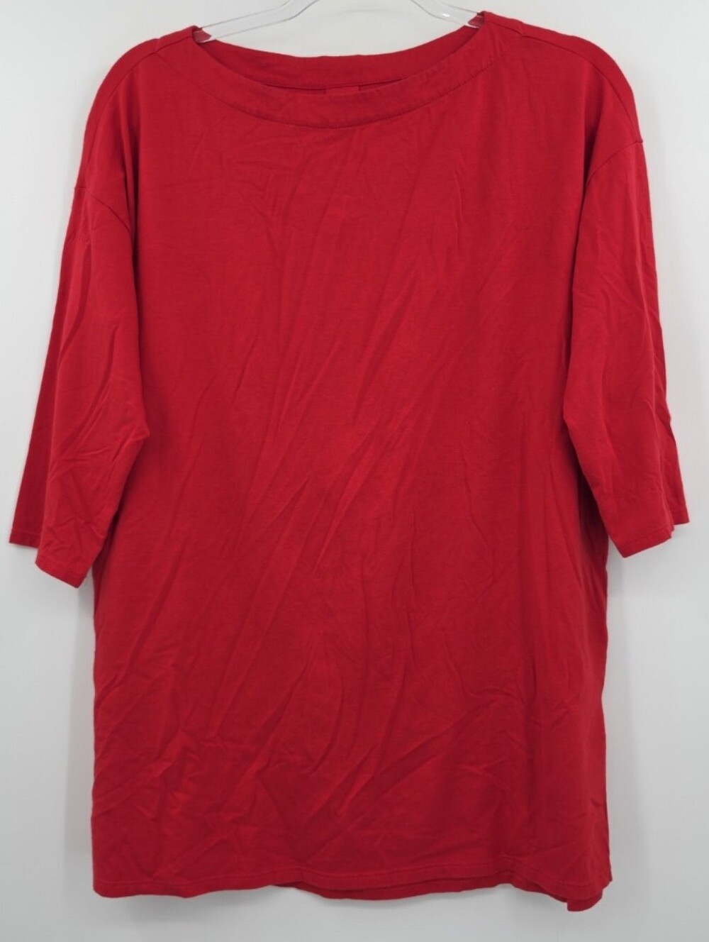 J. Jill Luxe Supima Pleat Back Tunic Tee Medium Red Short Sleeve